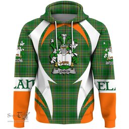 Irish Lennon or O Lennon Coat of Arms Family Crest Ireland Hoodie Irish National Tartan Action Style