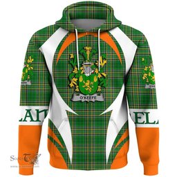 Irish Keefe or O Keefe Coat of Arms Family Crest Ireland Hoodie Irish National Tartan Action Style