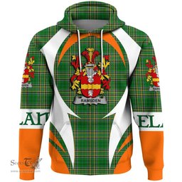 Irish Ramsden Coat of Arms Family Crest Ireland Hoodie Irish National Tartan Action Style