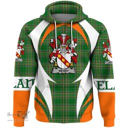 Irish Merry or O Merry Coat of Arms Family Crest Ireland Hoodie Irish National Tartan Action Style