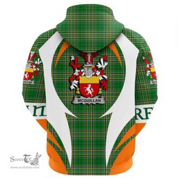 Irish Quillan or McQuillan Coat of Arms Family Crest Ireland Hoodie Irish National Tartan Action Style