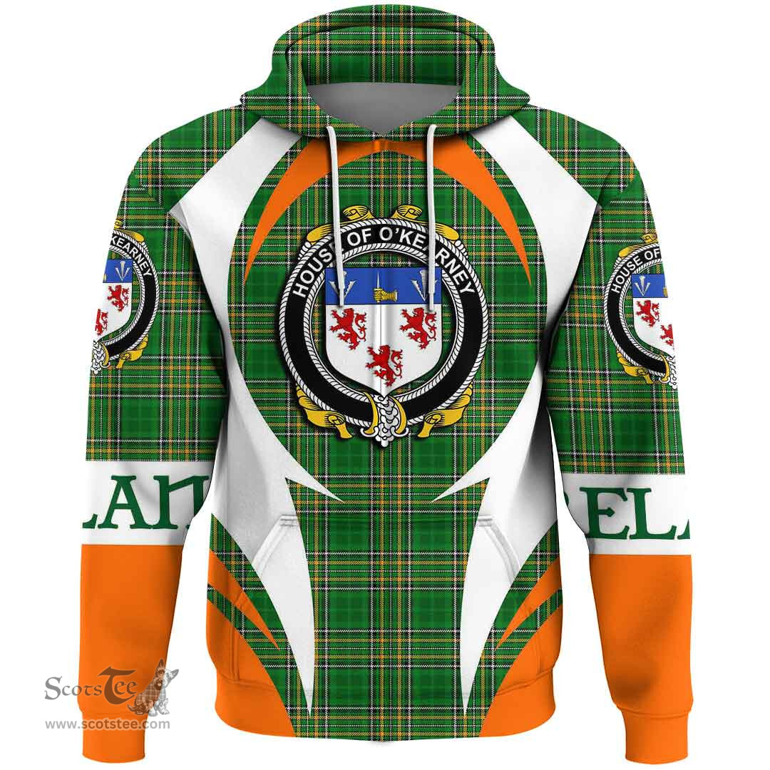 Irish House of O KEARNEY Coat of Arms Family Crest Ireland Hoodie Irish National Tartan Action Style