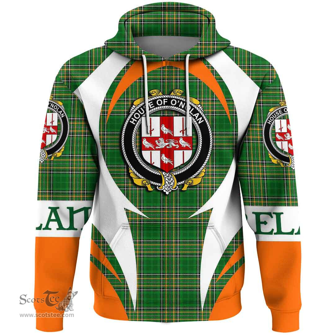 Irish House of O NOLAN Coat of Arms Family Crest Ireland Hoodie Irish National Tartan Action Style