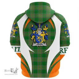 Irish Orpen Coat of Arms Family Crest Ireland Hoodie Irish National Tartan Action Style