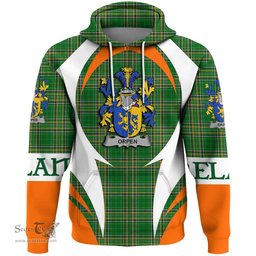 Irish Orpen Coat of Arms Family Crest Ireland Hoodie Irish National Tartan Action Style