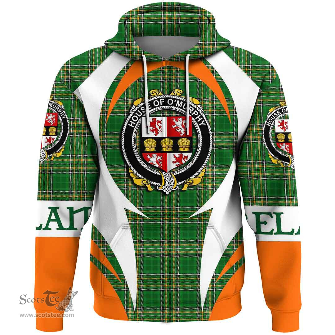 Irish House of O MURPHY (Muskerry) Coat of Arms Family Crest Ireland Hoodie Irish National Tartan Action Style