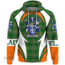 Irish Meredith Coat of Arms Family Crest Ireland Hoodie Irish National Tartan Action Style