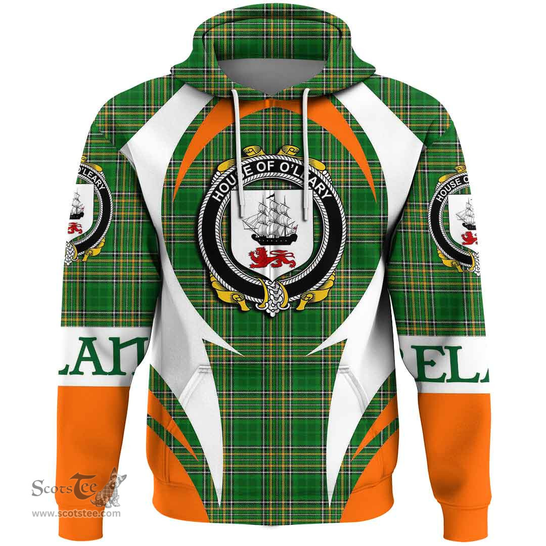 Irish House of O LEARY Coat of Arms Family Crest Ireland Hoodie Irish National Tartan Action Style