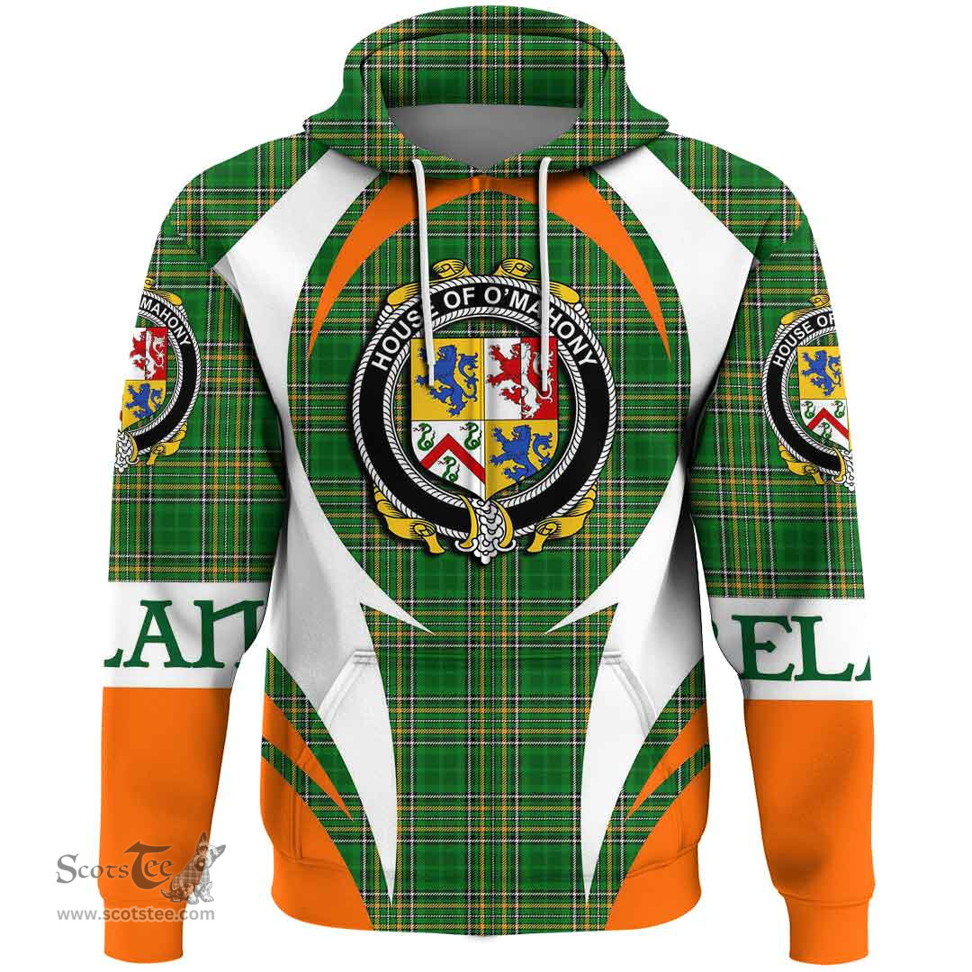 Irish House of O MAHONY Coat of Arms Family Crest Ireland Hoodie Irish National Tartan Action Style