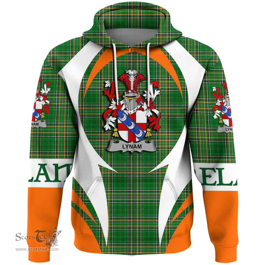 Irish Lynam or O Lynam Coat of Arms Family Crest Ireland Hoodie Irish National Tartan Action Style
