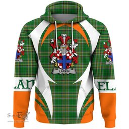 Irish Larkin or O Larkin Coat of Arms Family Crest Ireland Hoodie Irish National Tartan Action Style