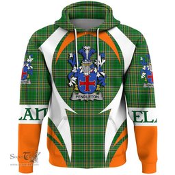 Irish Pendleton Coat of Arms Family Crest Ireland Hoodie Irish National Tartan Action Style