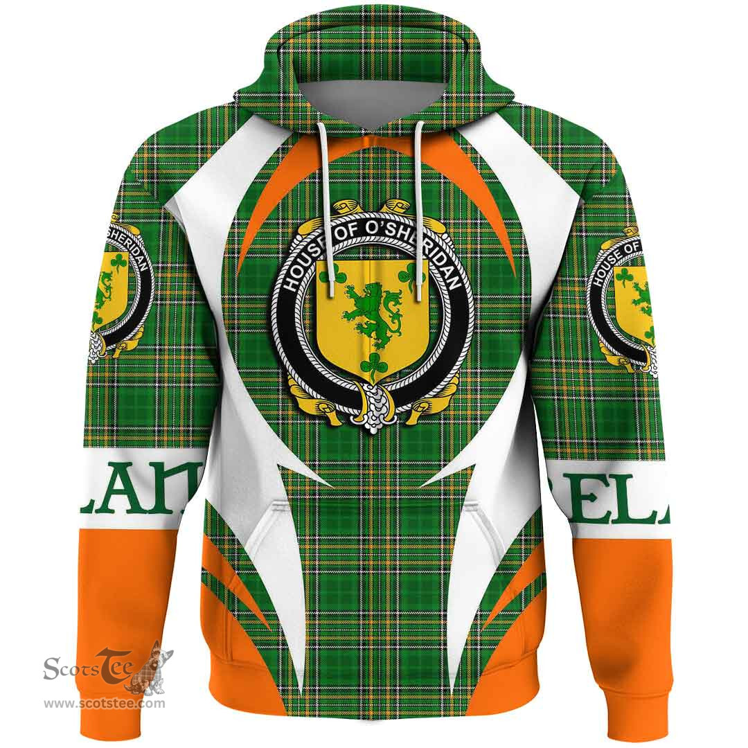 Irish House of O SHERIDAN Coat of Arms Family Crest Ireland Hoodie Irish National Tartan Action Style