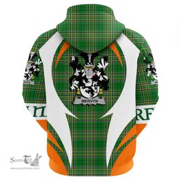 Irish Mervyn Coat of Arms Family Crest Ireland Hoodie Irish National Tartan Action Style