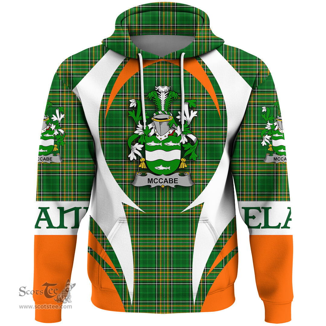 Irish McCabe Coat of Arms Family Crest Ireland Hoodie Irish National Tartan Action Style