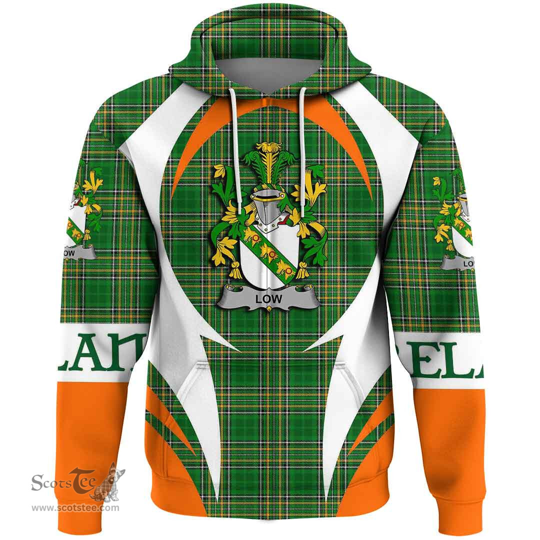 Irish Low Coat of Arms Family Crest Ireland Hoodie Irish National Tartan Action Style