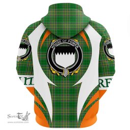 Irish House of POWER Coat of Arms Family Crest Ireland Hoodie Irish National Tartan Action Style