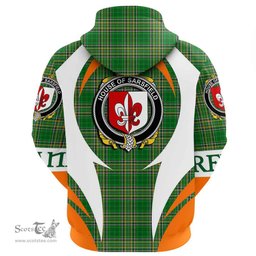 Irish House of SARSFIELD Coat of Arms Family Crest Ireland Hoodie Irish National Tartan Action Style