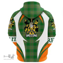 Irish Mann Coat of Arms Family Crest Ireland Hoodie Irish National Tartan Action Style