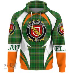 Irish House of O QUIGLEY Coat of Arms Family Crest Ireland Hoodie Irish National Tartan Action Style