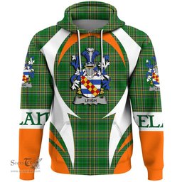 Irish Leigh or McLaeghis Coat of Arms Family Crest Ireland Hoodie Irish National Tartan Action Style
