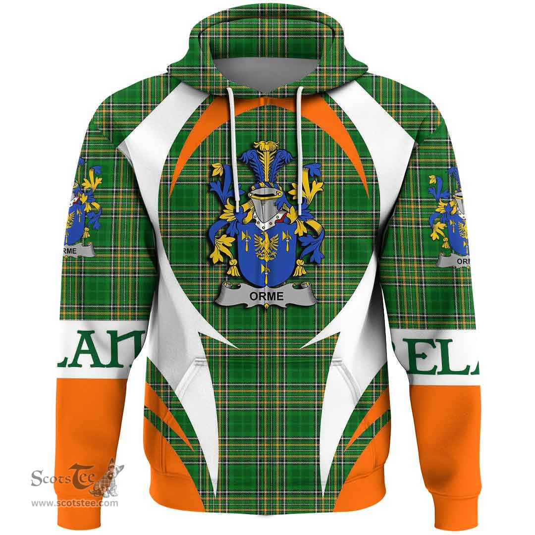 Irish Orme Coat of Arms Family Crest Ireland Hoodie Irish National Tartan Action Style