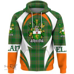 Irish McGuiness or McGenis Coat of Arms Family Crest Ireland Hoodie Irish National Tartan Action Style