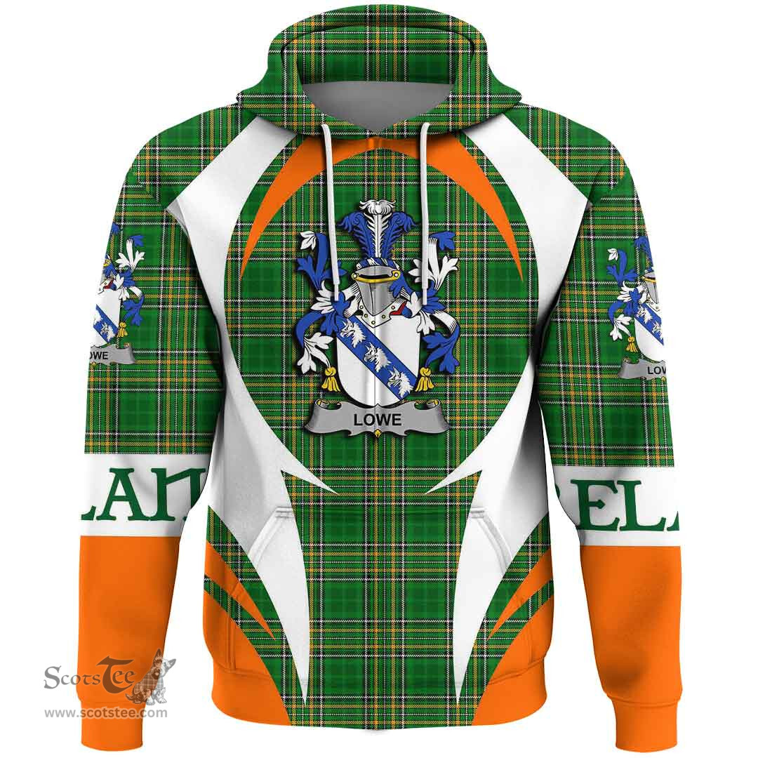 Irish Lowe Coat of Arms Family Crest Ireland Hoodie Irish National Tartan Action Style