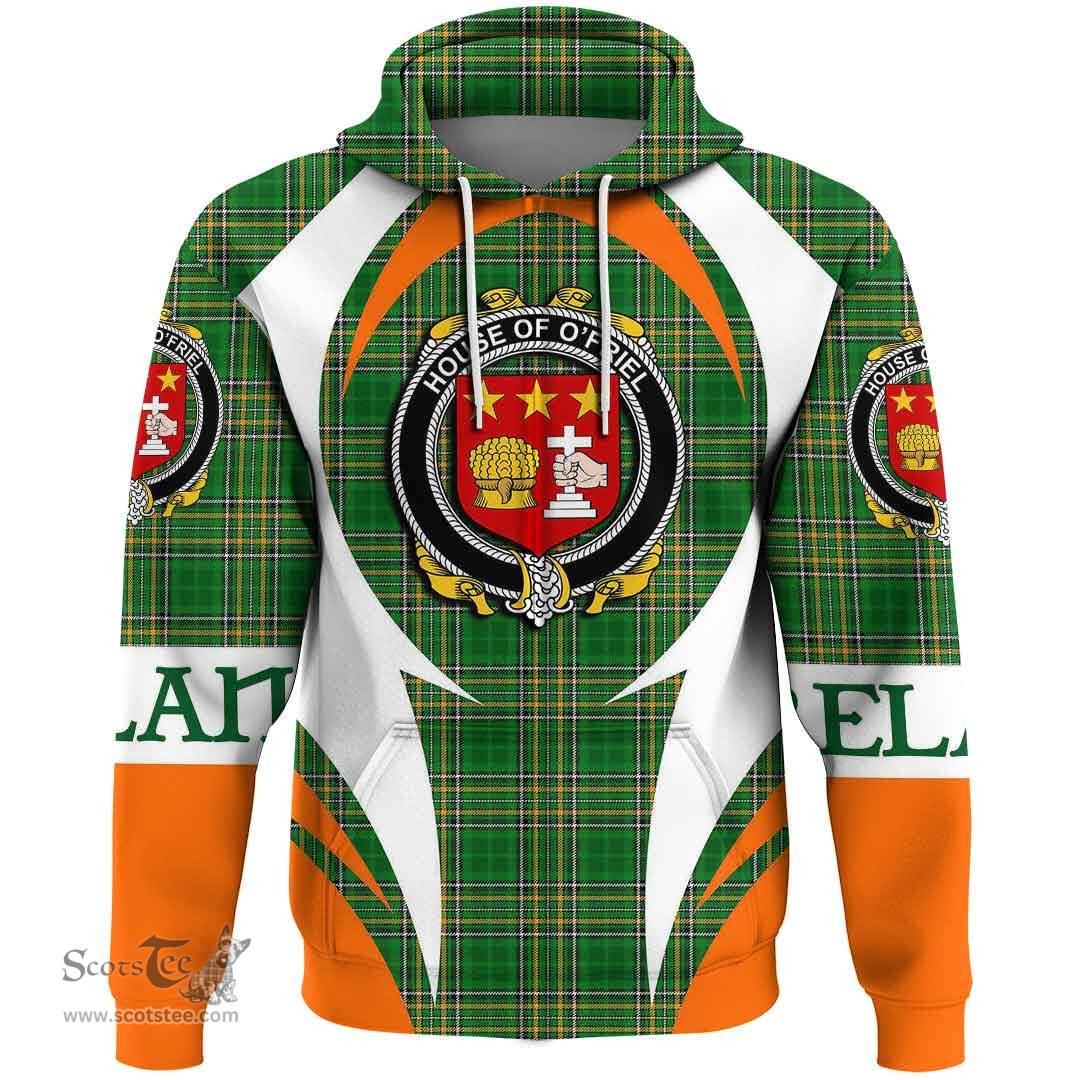 Irish House of O FRIEL Coat of Arms Family Crest Ireland Hoodie Irish National Tartan Action Style