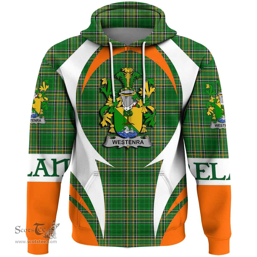 Irish Westenra Coat of Arms Family Crest Ireland Hoodie Irish National Tartan Action Style