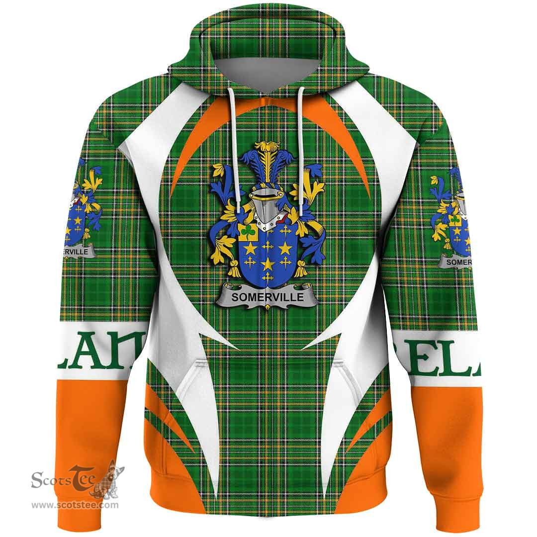 Irish Somerville Coat of Arms Family Crest Ireland Hoodie Irish National Tartan Action Style