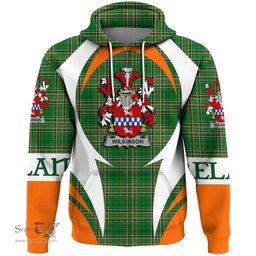 Irish Wilkinson Coat of Arms Family Crest Ireland Hoodie Irish National Tartan Action Style