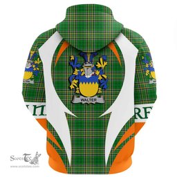 Irish Walter Coat of Arms Family Crest Ireland Hoodie Irish National Tartan Action Style