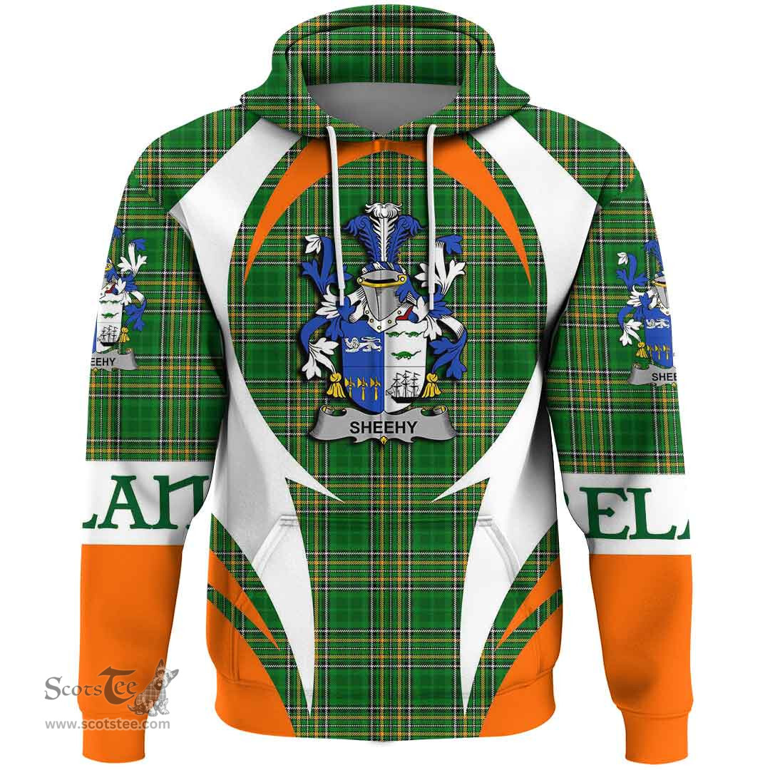 Irish Sheehy or McSheehy Coat of Arms Family Crest Ireland Hoodie Irish National Tartan Action Style