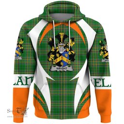 Irish Wright Coat of Arms Family Crest Ireland Hoodie Irish National Tartan Action Style