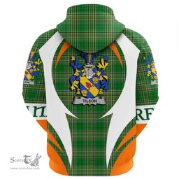 Irish Tilson Coat of Arms Family Crest Ireland Hoodie Irish National Tartan Action Style