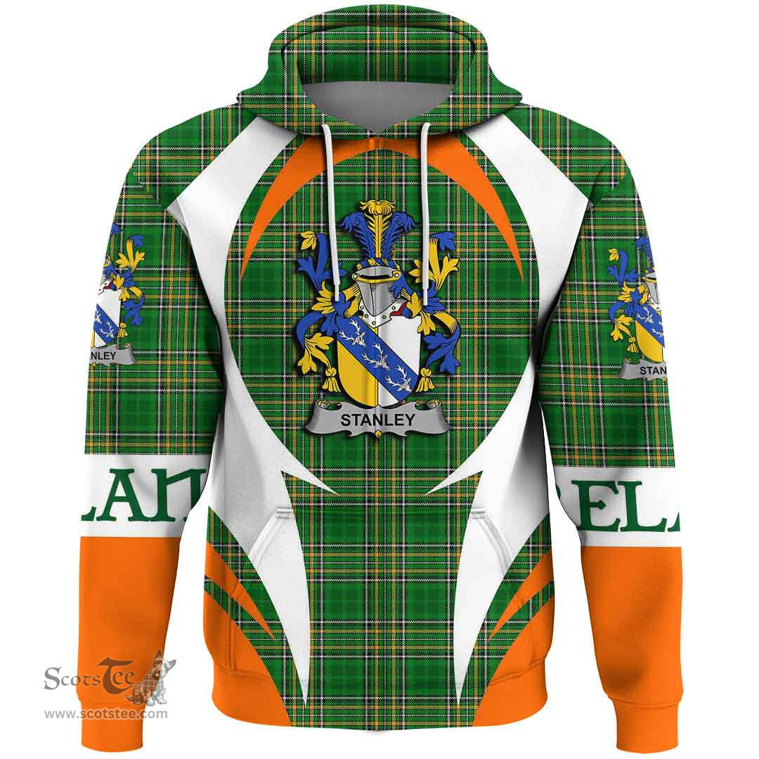 Irish Stanley Coat of Arms Family Crest Ireland Hoodie Irish National Tartan Action Style