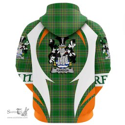 Irish Rawson Coat of Arms Family Crest Ireland Hoodie Irish National Tartan Action Style