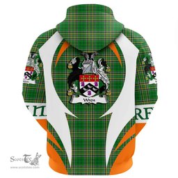 Irish Wren or Wrenn Coat of Arms Family Crest Ireland Hoodie Irish National Tartan Action Style