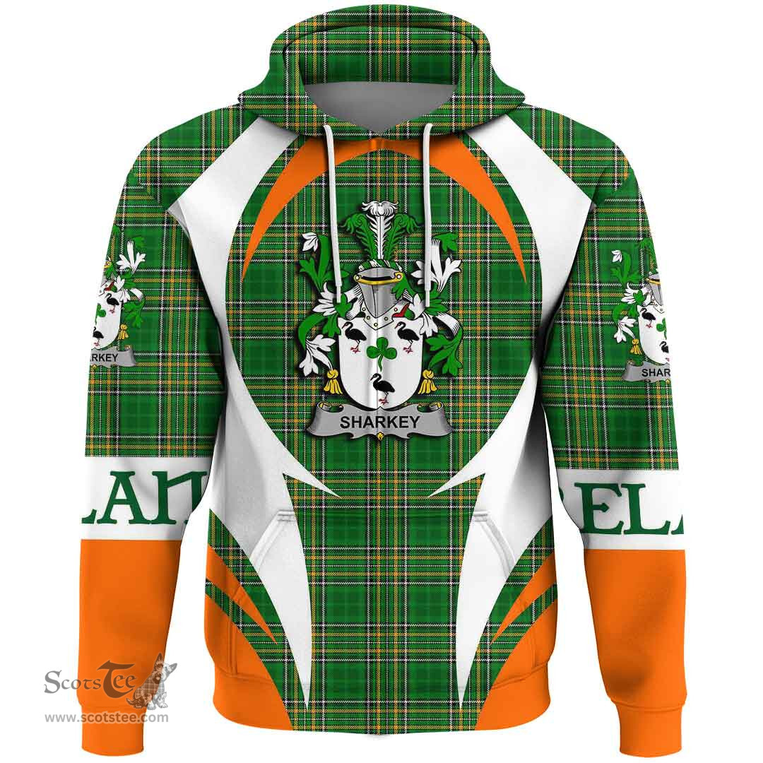 Irish Sharkey or O Sharkey Coat of Arms Family Crest Ireland Hoodie Irish National Tartan Action Style