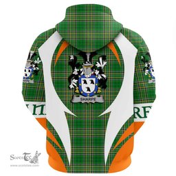 Irish Sharpe Coat of Arms Family Crest Ireland Hoodie Irish National Tartan Action Style
