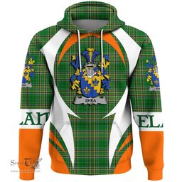 Irish Shea or O Shee Coat of Arms Family Crest Ireland Hoodie Irish National Tartan Action Style