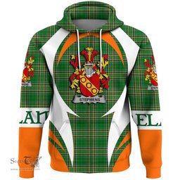 Irish Stephens Coat of Arms Family Crest Ireland Hoodie Irish National Tartan Action Style