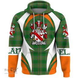 Irish Waddy Coat of Arms Family Crest Ireland Hoodie Irish National Tartan Action Style