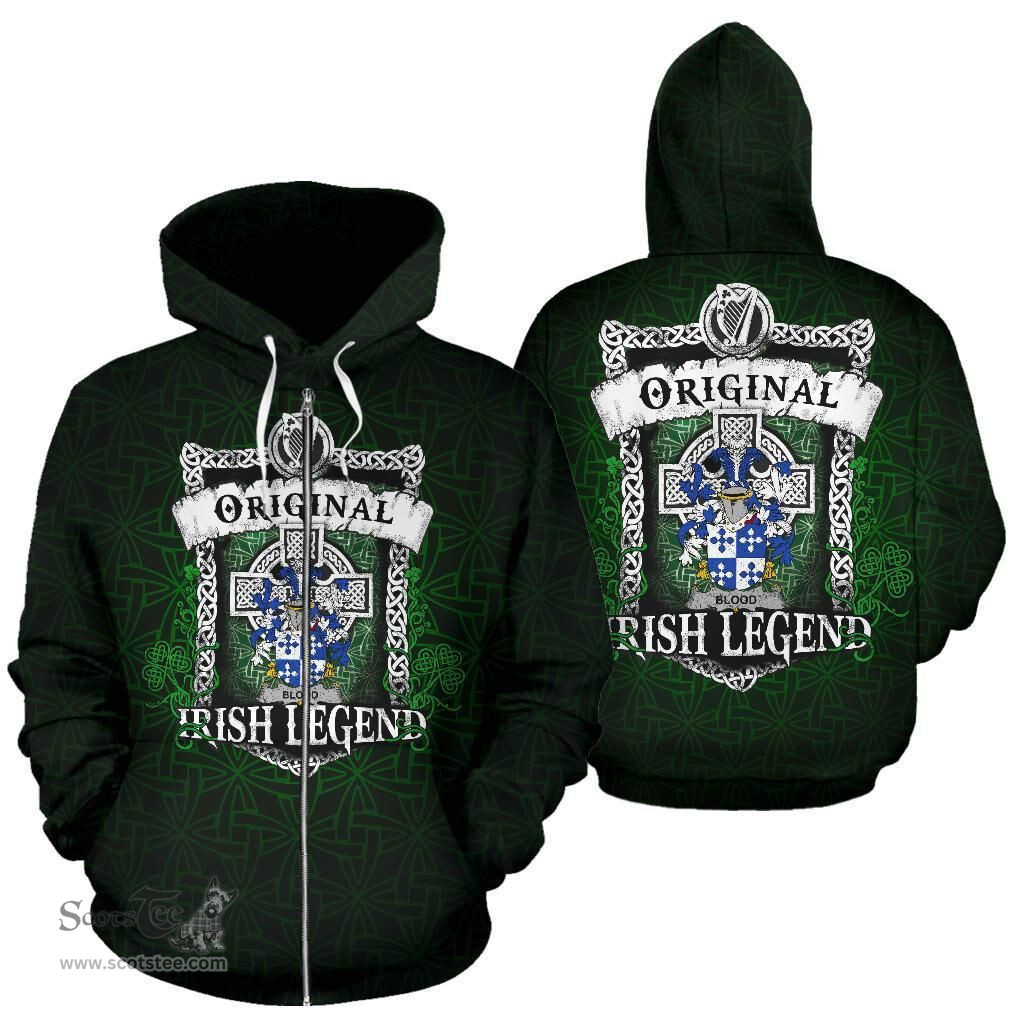 Irish Blood Coat of Arms Family Crest Ireland Hoodie Original Irish Legend Hoodie
