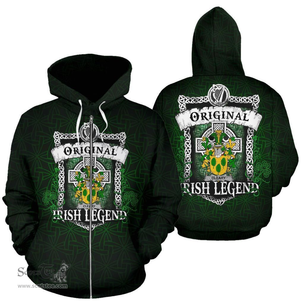 Irish Cleary or O'Clery Coat of Arms Family Crest Ireland Hoodie Original Irish Legend Hoodie