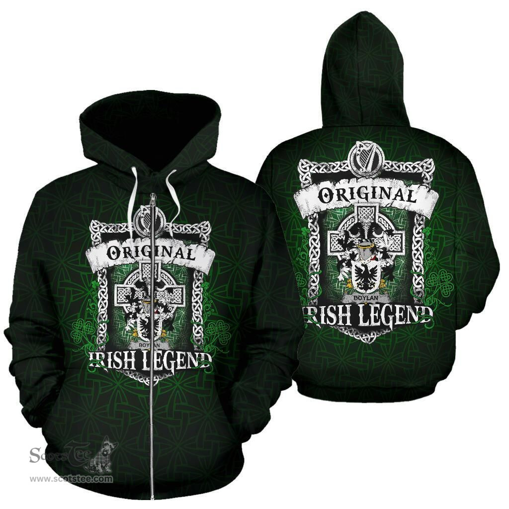 Irish Boylan or O'Boylan Coat of Arms Family Crest Ireland Hoodie Original Irish Legend Hoodie