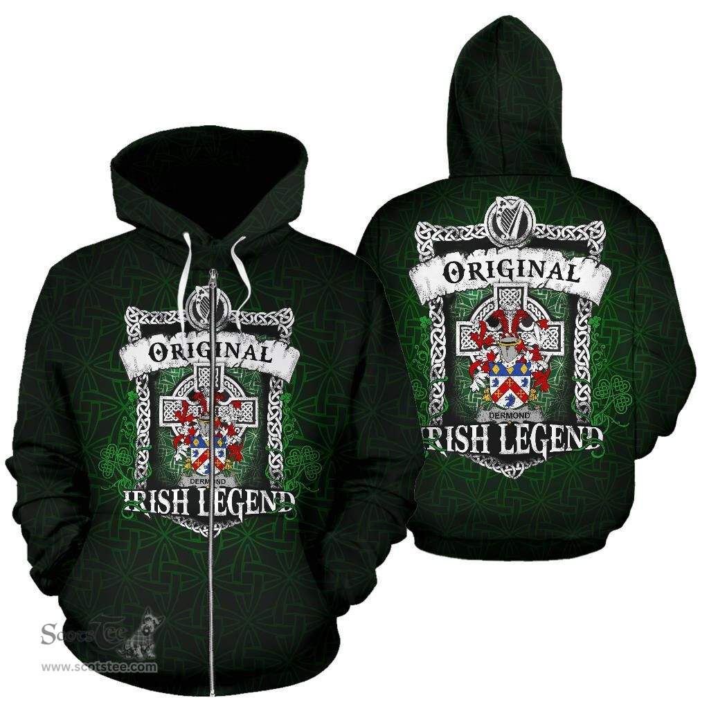 Irish Dermond or O'Dermond Coat of Arms Family Crest Ireland Hoodie Original Irish Legend Hoodie