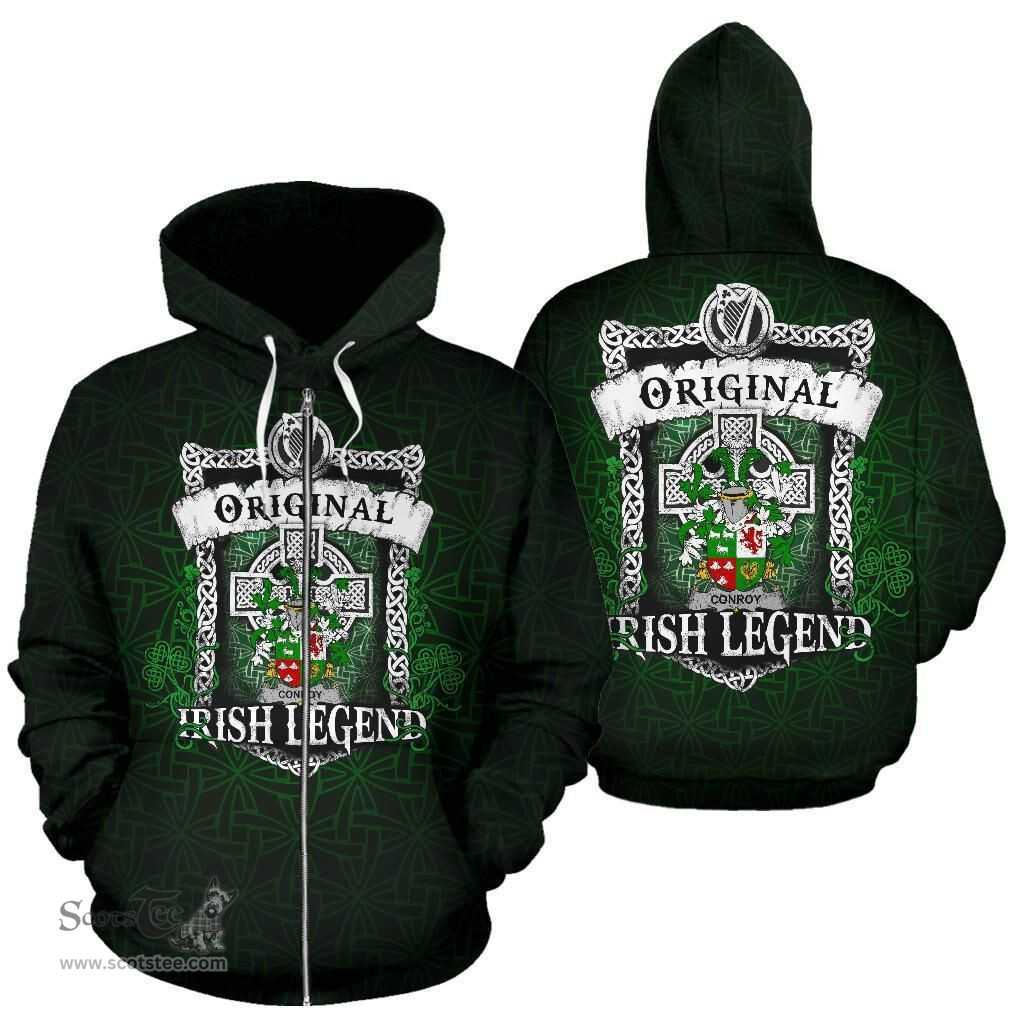 Irish Conroy or O'Conry Coat of Arms Family Crest Ireland Hoodie Original Irish Legend Hoodie