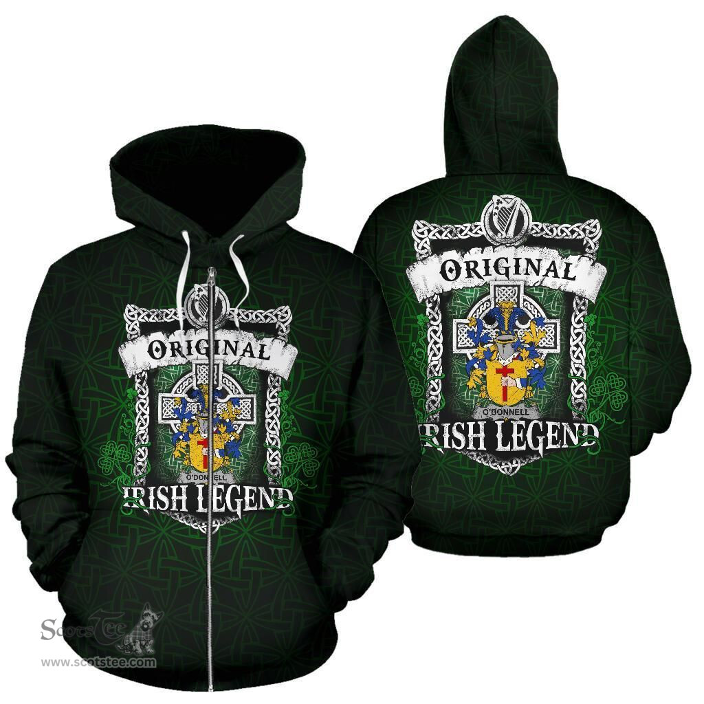 Irish Donnell or O'Donnell Coat of Arms Family Crest Ireland Hoodie Original Irish Legend Hoodie